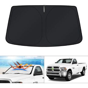 KUST Custom Fit Windshield Sun Shade for 2010-2024 Dodge RAM 2500 3500 Accessories Sunshade Foldable Sun Visor Protector Blocks UV Rays Keep Your Car Cooler