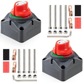 Battery Disconnect Switch, 12V-48V Battery Cut Off Switch (On/Off) for Marine, Boat, Camper, RV, Truck, Trailer Vehicles (2 Pack), Upgraded