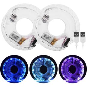1 Pair Cycling Hub Lights LED Bike Wheel Lights Waterproof LED Spoke Lights Safety Tire Lights Color 7 in 15 Modes Change USB Rechargeable Bike Tire Lights for Night Riding
