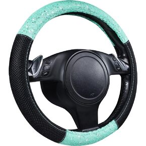 CAR PASS Lace and Spacer Mesh Steering Wheel Covers,14.5-15 Inch Car Steering Wheel Cover Fit for 95% Sedan,Vans,SUV,Coupe,Cars. Pretty Sequins Cute Women Girls(Mint Lace)