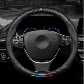 Custom-Fit Steering Wheel Cover Suitable for B*M*W. Car Steering Wheel Covers Auto Interior Accessories, Anti Slip & Odor Free, Breathable, Designed Accessories Suitable for B*M*W (Black) 37cm to 38cm