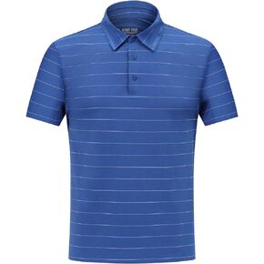 fit space Men's Seamless Golf Shirts Striped Polo Collared Short Sleeve Tennis Shirts Dry Fit