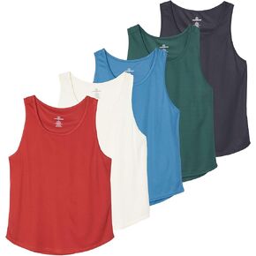 Real Essentials 5 Pack: Men's Mesh Y-Back Muscle Tank Top - Gym Workout & Bodybuilding Fitness (Available in Big & Tall)