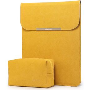 حافظة كمبيوتر محمول مقاس 14 بوصة مع حقيبة ملحقات متوافقة مع ماك بوك برو 14 2022 2021 M1 Pro/Max A2442، ماك بوك إير 13 بوصة 2010-2017، أصفر in Kuwait