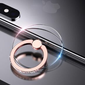 YINHEXI 2 Pcs Transparent Phone Ring Stand Holder Cell Phone Ring Holder Finger Grip 360 Degree Rotation (Rose Gold & Diamond-1)