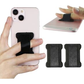 WOJI Cell Phone Finger Grip Strap Holder for Hand, Phone Strap, Phone Holder for Hand - Small, New Slim Finger Loop Selfie Grip Compatible with Most Smartphones (Black) - 2Pack