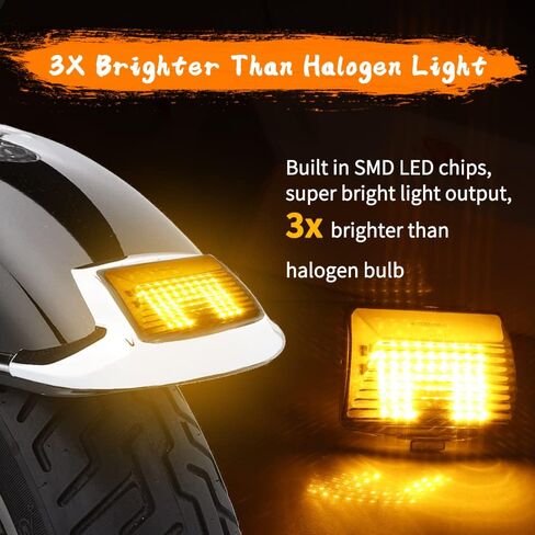DTR2017 مدخن أمامي كهرماني خلفي أحمر LED أضواء طرفية للحاجز الضوء الخلفي لـ Harley Softail Heritage، Sportster، Road Glide Touring Fatboy Electra Glide FLHTC FLHTK FLTRU FLHTKL in Kuwait