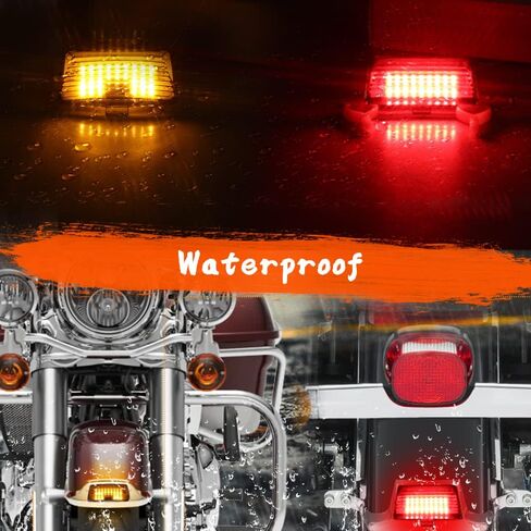 DTR2017 Smoked Front Amber Rear Red LED Fender Tip Lights Taillight for Harley Softail Heritage, Sportster, Road Glide Touring Fatboy Electra Glide FLHTC FLHTK FLTRU FLHTKL in Kuwait