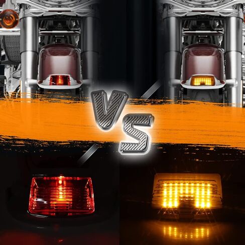 DTR2017 Smoked Front Amber Rear Red LED Fender Tip Lights Taillight for Harley Softail Heritage, Sportster, Road Glide Touring Fatboy Electra Glide FLHTC FLHTK FLTRU FLHTKL in Kuwait