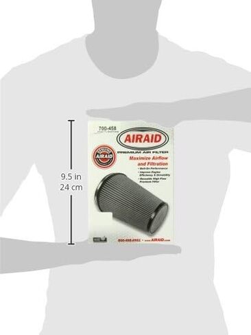 Airaid 700-458 فلتر هواء عالمي مثبت: مستدير مدبب؛ معرف شفة 4 بوصة (102 مم)؛ 7 بوصة (178 ملم) الارتفاع؛ قاعدة 7 بوصة (178 ملم)؛ 4.625 بوصة (117 ملم) علوية in Saudi Arabia