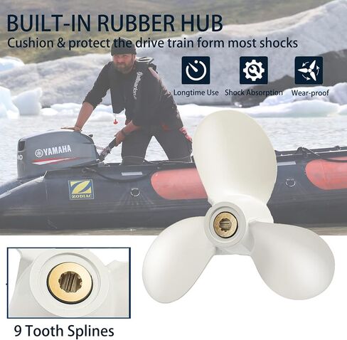 ترقية OEM 7 1/2 × 8 (9 أسنان خدد) الألومنيوم قارب خارجي المروحة تناسب محركات ياماها 4-6HP قطع غيار OEM رقم 6E0-45941-01-EL,RH in Kuwait