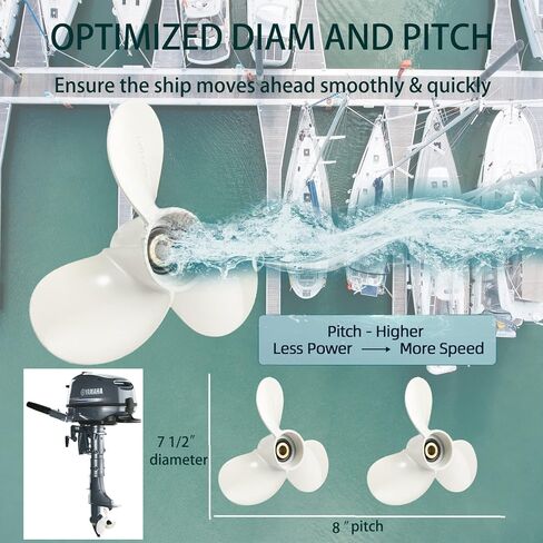 ترقية OEM 7 1/2 × 8 (9 أسنان خدد) الألومنيوم قارب خارجي المروحة تناسب محركات ياماها 4-6HP قطع غيار OEM رقم 6E0-45941-01-EL,RH in Kuwait