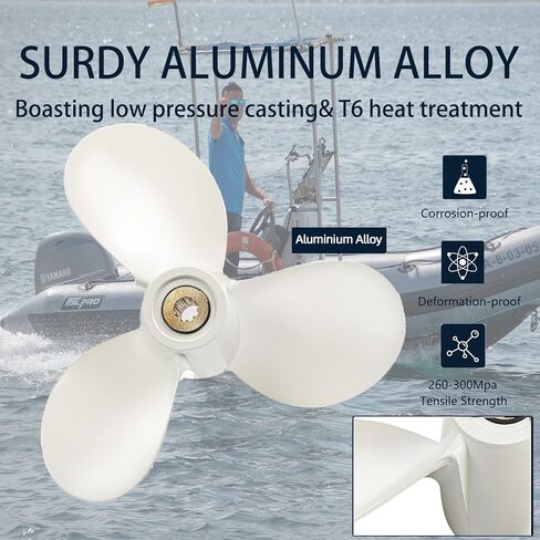 ترقية OEM 7 1/2 × 8 (9 أسنان خدد) الألومنيوم قارب خارجي المروحة تناسب محركات ياماها 4-6HP قطع غيار OEM رقم 6E0-45941-01-EL,RH in Kuwait