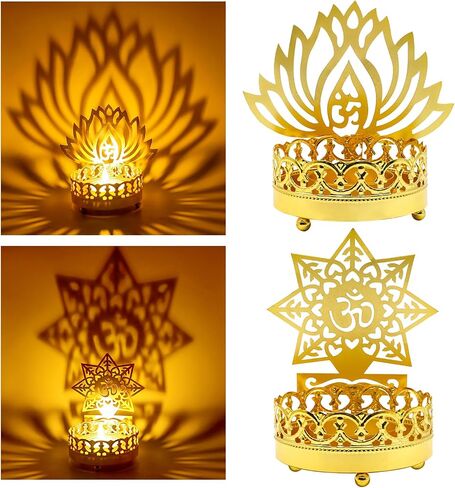 معدن OM Diwali Shadow Diyas - حامل شموع ضوء الشاي Deya عيد ميلاد الزفاف هدية الترحيب بالمنزل الهندي لمورتي بوجا البند المنزل مكتب معبد ماندير بوجا ديكور المذبح in Saudi Arabia