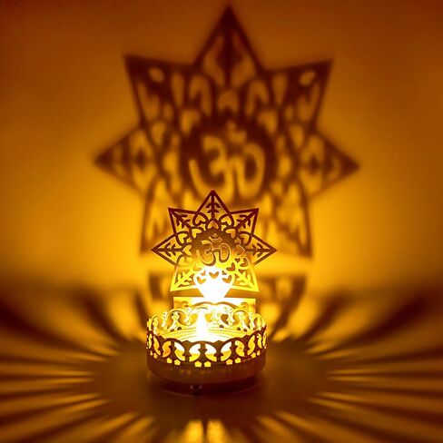 معدن OM Diwali Shadow Diyas - حامل شموع ضوء الشاي Deya عيد ميلاد الزفاف هدية الترحيب بالمنزل الهندي لمورتي بوجا البند المنزل مكتب معبد ماندير بوجا ديكور المذبح in Saudi Arabia
