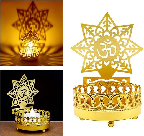 معدن OM Diwali Shadow Diyas - حامل شموع ضوء الشاي Deya عيد ميلاد الزفاف هدية الترحيب بالمنزل الهندي لمورتي بوجا البند المنزل مكتب معبد ماندير بوجا ديكور المذبح in Saudi Arabia