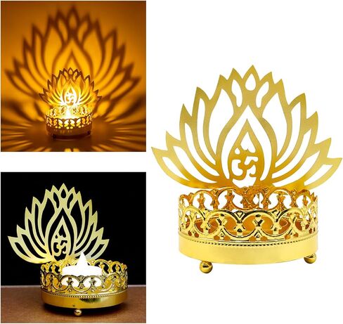 معدن OM Diwali Shadow Diyas - حامل شموع ضوء الشاي Deya عيد ميلاد الزفاف هدية الترحيب بالمنزل الهندي لمورتي بوجا البند المنزل مكتب معبد ماندير بوجا ديكور المذبح in Saudi Arabia