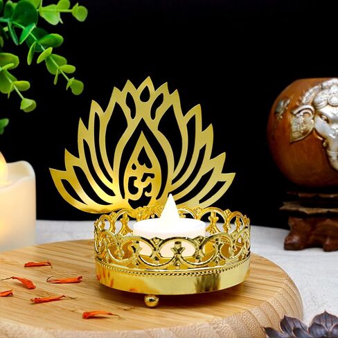 معدن OM Diwali Shadow Diyas - حامل شموع ضوء الشاي Deya عيد ميلاد الزفاف هدية الترحيب بالمنزل الهندي لمورتي بوجا البند المنزل مكتب معبد ماندير بوجا ديكور المذبح in Saudi Arabia