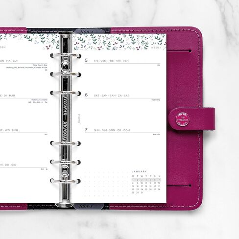 Filofax Calendar Diary Refill, Personal/Compact Size, Week-to-View, Garden Minimal Diary Pack, Multilingual: Five Languages, 2024 (C68492-24) in Saudi Arabia