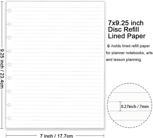 9 Disc Lined Refills for Happy Planner, 110 Gsm Loose-leaf Disc bound Inserts, 5-Color (Per Color 20 Sheets/40 Pages) planner refills Paper, 100 Sheets/200 Pages, Classic Size 7 x 9.25 Inch in Kuwait