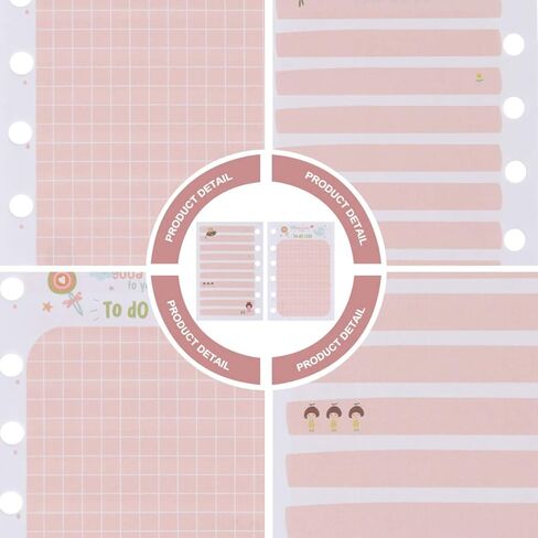 ورق إعادة تعبئة مخطط الموثق ذو 6 حلقات من NUOBESTY، حشوات ورقية فضفاضة قابلة لإعادة التعبئة لمجلة المسافر الخاصة بدفتر الملاحظات (A7/135 ورقة/270 صفحة) in Kuwait