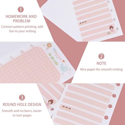 ورق إعادة تعبئة مخطط الموثق ذو 6 حلقات من NUOBESTY، حشوات ورقية فضفاضة قابلة لإعادة التعبئة لمجلة المسافر الخاصة بدفتر الملاحظات (A7/135 ورقة/270 صفحة) in Kuwait