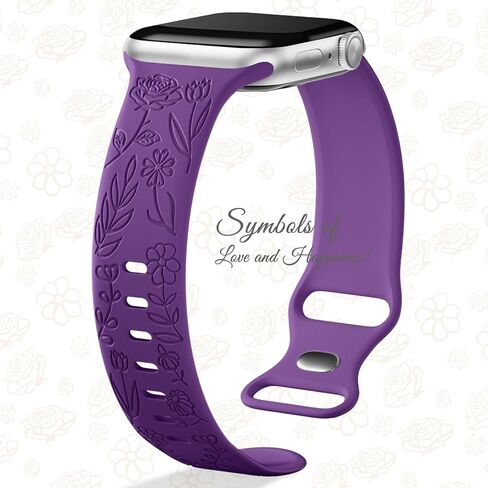 Easuny 8 Pack Bands for Women Compatible with Apple Watch 40mm 41mm 38mm 42mm 44mm 45mm 46mm 49mm iWatch Series 11 10 9 8 7 6 5 4 3 Ultra SE 3 SE 2nd, Soft Silicone Floral Engraved Dressy Wrist Straps in Kuwait
