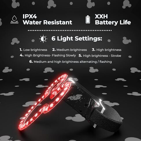 مصباح LED للدراجة/عربة الأطفال من ديزني ميكي ماوس - مقاوم للطقس IPX4 مع 6 أوضاع إضاءة - ملحقات دراجات ديزني للطرق/الكهربائية/ركوب الدراجات/الهجينة/الدراجات الجبلية والمزيد in Saudi Arabia