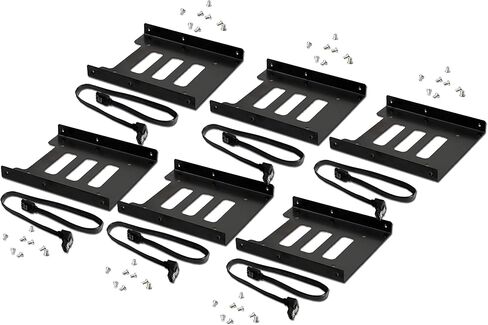 طقم تركيب SSD/HDD داخلي مقاس 2.5 بوصة إلى 3.5 بوصة، محول حامل معدني مع كابل SATA 3.0 (6 عبوات) in Kuwait