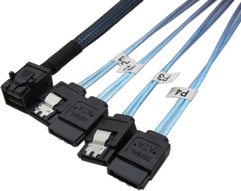 CableDeconn Internal HD Mini SAS (SFF-8643 Host) to 4X SATA (Target) Hard Drive Cable (100CM) in Kuwait
