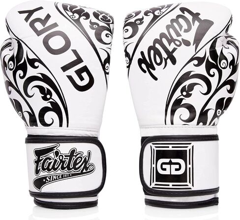 قفازات التدريب Fairtex Glory - قفازات الفنون القتالية المختلطة والملاكمة الجلدية الفاخرة | مصنوعة يدويًا في تايلاند - بطانة إسفنجية ممتصة للصدمات | إغلاق الفيلكرو | مثالية للكيك بوكسينغ، والسباق، والمنافسة in Kuwait