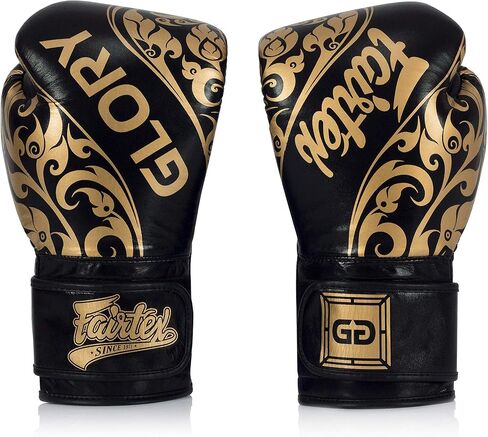 قفازات التدريب Fairtex Glory - قفازات الفنون القتالية المختلطة والملاكمة الجلدية الفاخرة | مصنوعة يدويًا في تايلاند - بطانة إسفنجية ممتصة للصدمات | إغلاق الفيلكرو | مثالية للكيك بوكسينغ، والسباق، والمنافسة in Kuwait