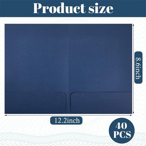 40 Pcs Blue Tax Return Folders 12 x 9 Inches 2 Pocket Folders Bulk Gold Foil Stamped Heavyweight Folder, Holds 8 x 11 Inches Letter Size Paper in Saudi Arabia