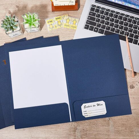 40 Pcs Blue Tax Return Folders 12 x 9 Inches 2 Pocket Folders Bulk Gold Foil Stamped Heavyweight Folder, Holds 8 x 11 Inches Letter Size Paper in Saudi Arabia
