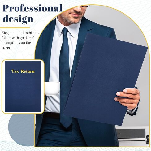 40 Pcs Blue Tax Return Folders 12 x 9 Inches 2 Pocket Folders Bulk Gold Foil Stamped Heavyweight Folder, Holds 8 x 11 Inches Letter Size Paper in Saudi Arabia