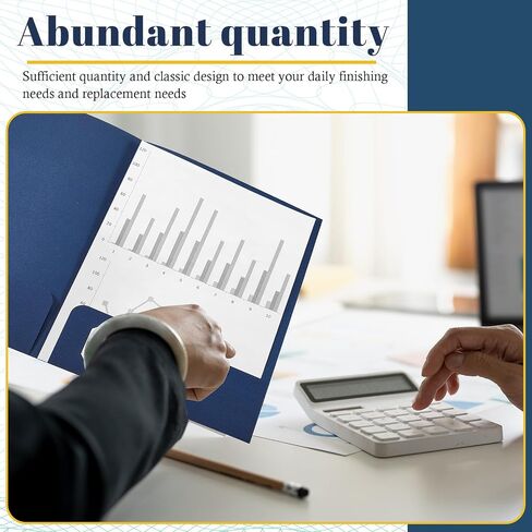 40 Pcs Blue Tax Return Folders 12 x 9 Inches 2 Pocket Folders Bulk Gold Foil Stamped Heavyweight Folder, Holds 8 x 11 Inches Letter Size Paper in Saudi Arabia