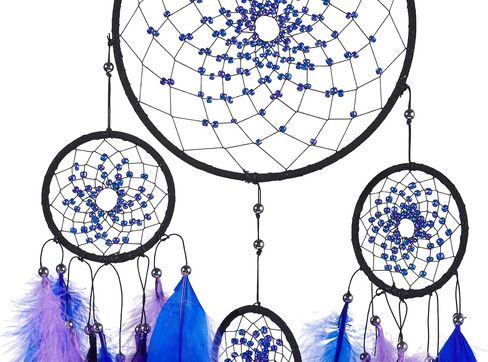 Brown Dream Catchers - Rooster Feathers with Multiring, Handmade Large Dreamcatcher for Bedroom, Dream Catcher for Girls, Dream Catchers for Boys, Dream Catcher Wall Decor in Saudi Arabia