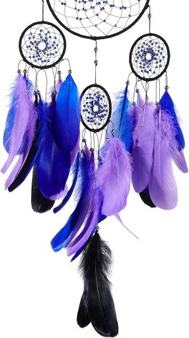 Brown Dream Catchers - Rooster Feathers with Multiring, Handmade Large Dreamcatcher for Bedroom, Dream Catcher for Girls, Dream Catchers for Boys, Dream Catcher Wall Decor in Saudi Arabia