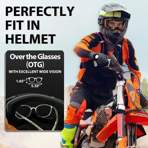 Dirt Bike Goggles, OTG Motocross Goggles ATV Goggles for Men, Women, Adult, Youth, Wide Vision Motorcycle Goggles in Saudi Arabia