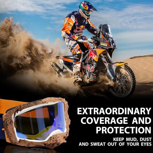 Dirt Bike Goggles, OTG Motocross Goggles ATV Goggles for Men, Women, Adult, Youth, Wide Vision Motorcycle Goggles in Saudi Arabia