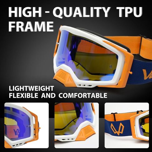 Dirt Bike Goggles, OTG Motocross Goggles ATV Goggles for Men, Women, Adult, Youth, Wide Vision Motorcycle Goggles in Saudi Arabia