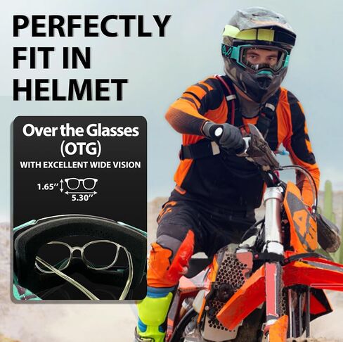 Dirt Bike Goggles, OTG Motocross Goggles ATV Goggles for Men, Women, Adult, Youth, Wide Vision Motorcycle Goggles in Saudi Arabia