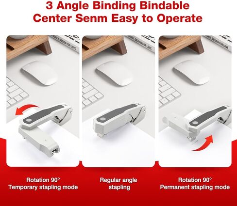 Swing-Arm Swivel Stapler,360 Degree Desktop Office Stapler,Rotation Stapler,Suitable for Binding Books or documents, Can Hold 90 Staples,Gray in Saudi Arabia