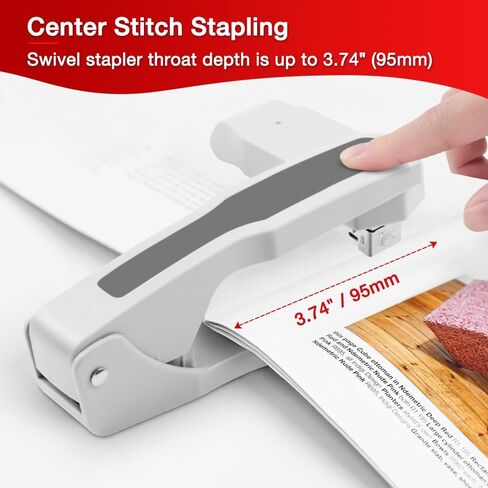 Swing-Arm Swivel Stapler,360 Degree Desktop Office Stapler,Rotation Stapler,Suitable for Binding Books or documents, Can Hold 90 Staples,Gray in Saudi Arabia