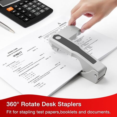 Swing-Arm Swivel Stapler,360 Degree Desktop Office Stapler,Rotation Stapler,Suitable for Binding Books or documents, Can Hold 90 Staples,Gray in Saudi Arabia