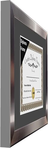Creative Picture Frames 11" x 14" Stainless Steel Finish Diploma Frame with Black Mat to Hold 8.5 by 11-inch Graduation Documents w/Stand and Wall Hanger in Saudi Arabia