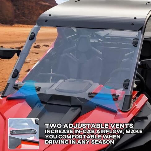 SAUTVS الزجاج الأمامي الكامل لـ Polaris RZR PRO XP، معطف صلب متين مقاوم للغبار، زجاج أمامي كامل بفتحات تهوية لـ Polaris RZR Turbo R/ RZR PRO R/ RZR PRO XP 4 2020-2024، استبدال #2883756 in Saudi Arabia