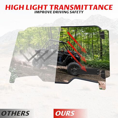 SAUTVS الزجاج الأمامي الكامل لـ 2019-2023 Polaris RZR XP 1000، زجاج أمامي شفاف من البولي كربونات ذو طلاء صلب مع فتحات قابلة للتعديل لملحقات 2019-2023 Polaris RZR XP 1000/XP 4 1000/RZR XP Turbo in Kuwait