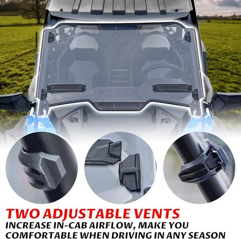 SAUTVS الزجاج الأمامي الكامل لـ 2019-2023 Polaris RZR XP 1000، زجاج أمامي شفاف من البولي كربونات ذو طلاء صلب مع فتحات قابلة للتعديل لملحقات 2019-2023 Polaris RZR XP 1000/XP 4 1000/RZR XP Turbo in Kuwait