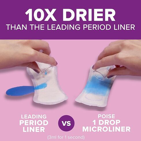 Poise Daily Microliners، بطانات داخلية لسلس البول، قطرة واحدة خفيفة الامتصاص، طويلة، 50 قطعة من الفوط الداخلية، قد تختلف التعبئة in Kuwait